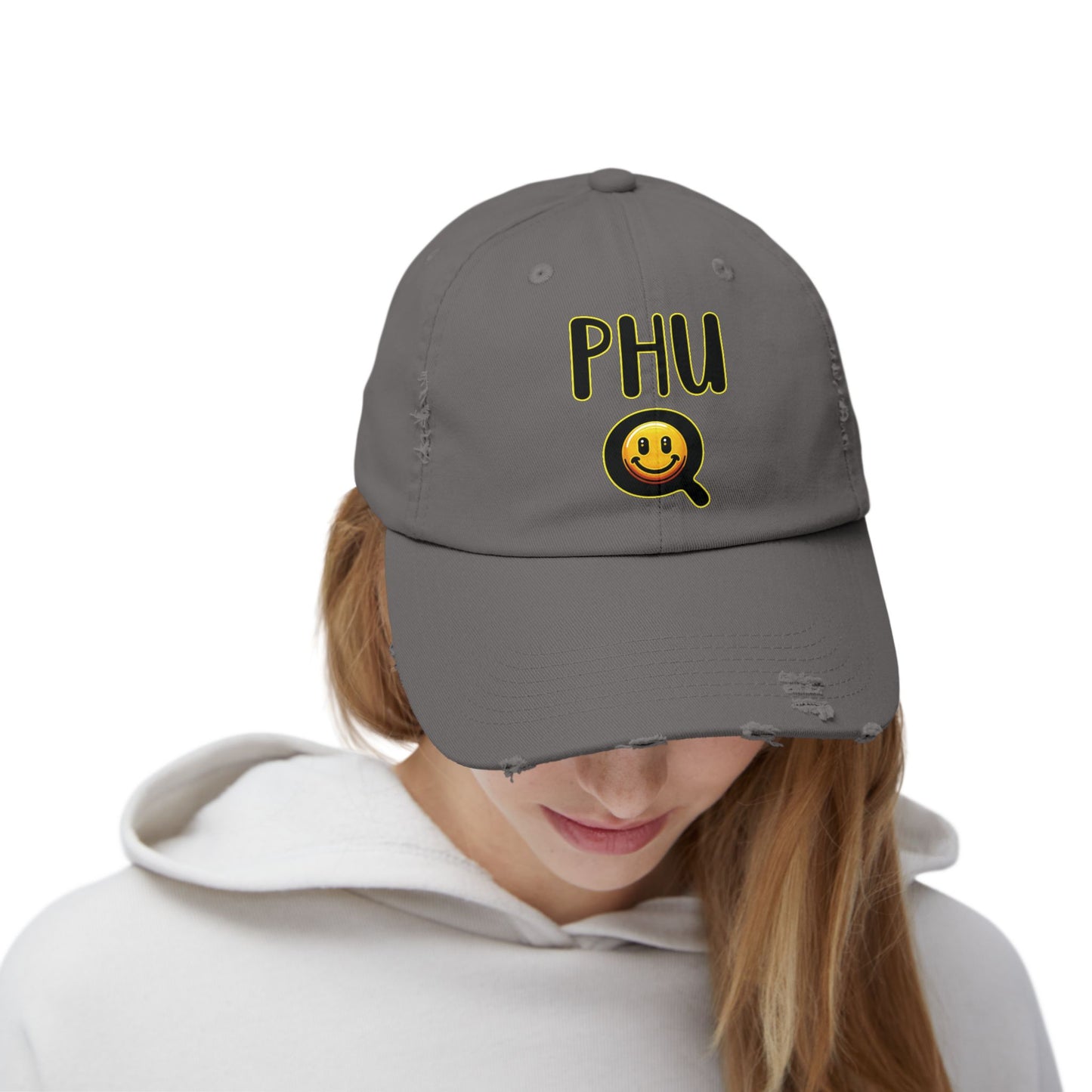 PHU Q Smiling Unisex Distressed Cap