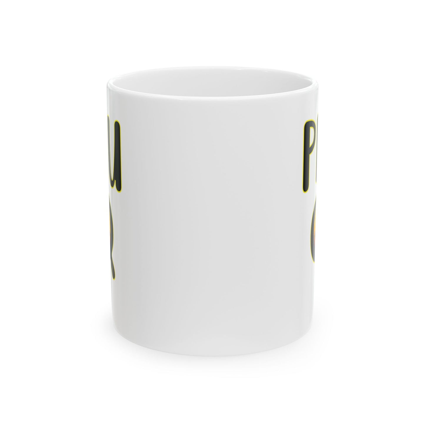 PHU Q Smiley Ceramic Mug, Funny Coffee Cup, Whimsical Drinkware, Gift for Coffee Lover, 11oz 15oz