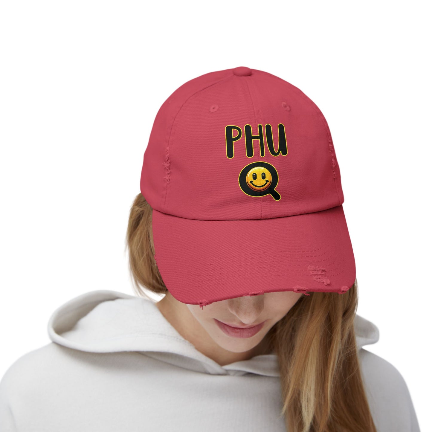PHU Q Smiling Unisex Distressed Cap