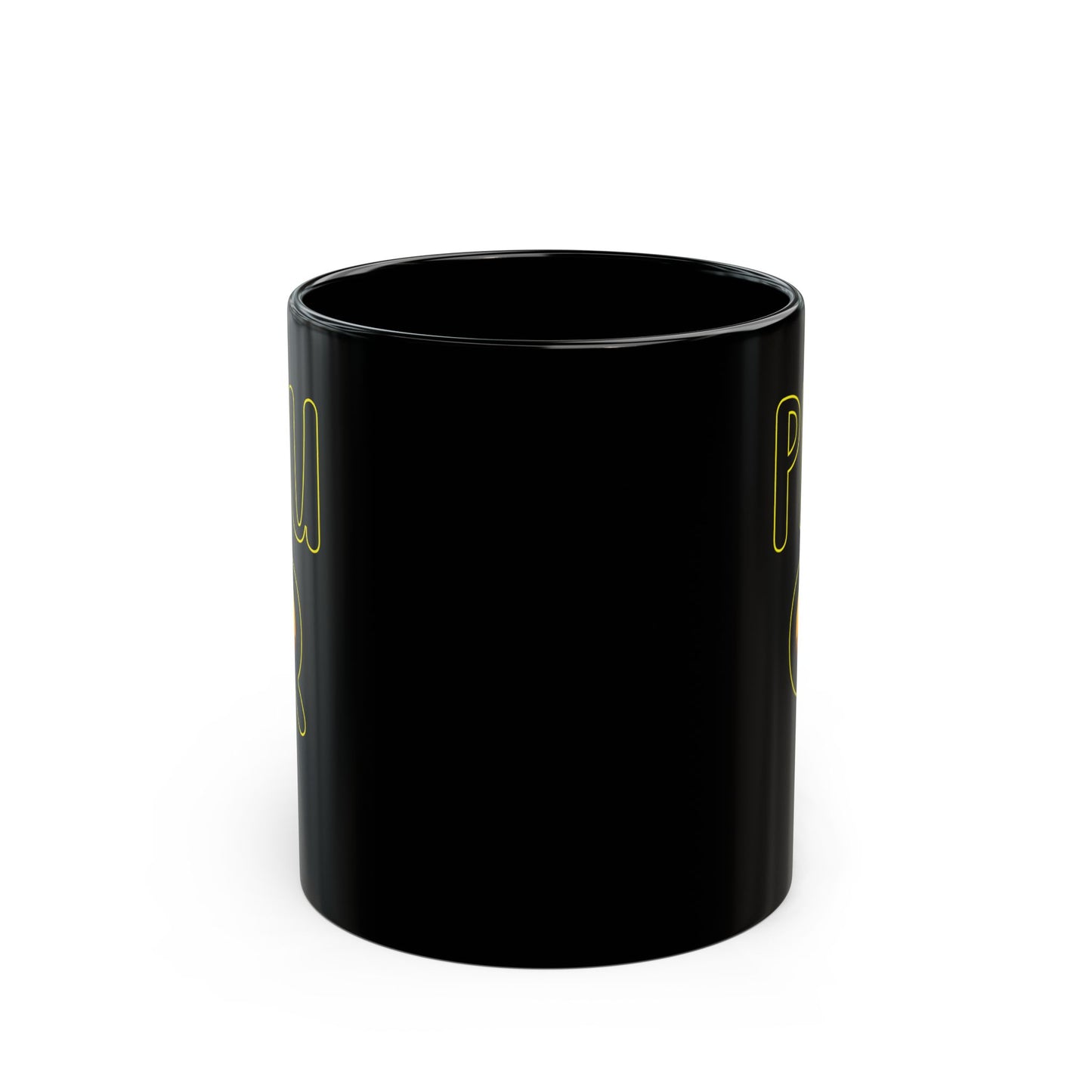Black Mug with PHU Q Smiley Design, Irreverent and Whimsical Coffee Cup, 11oz 15oz Tea Mug, Funny Ceramic Mug, Unique Gift Idea
