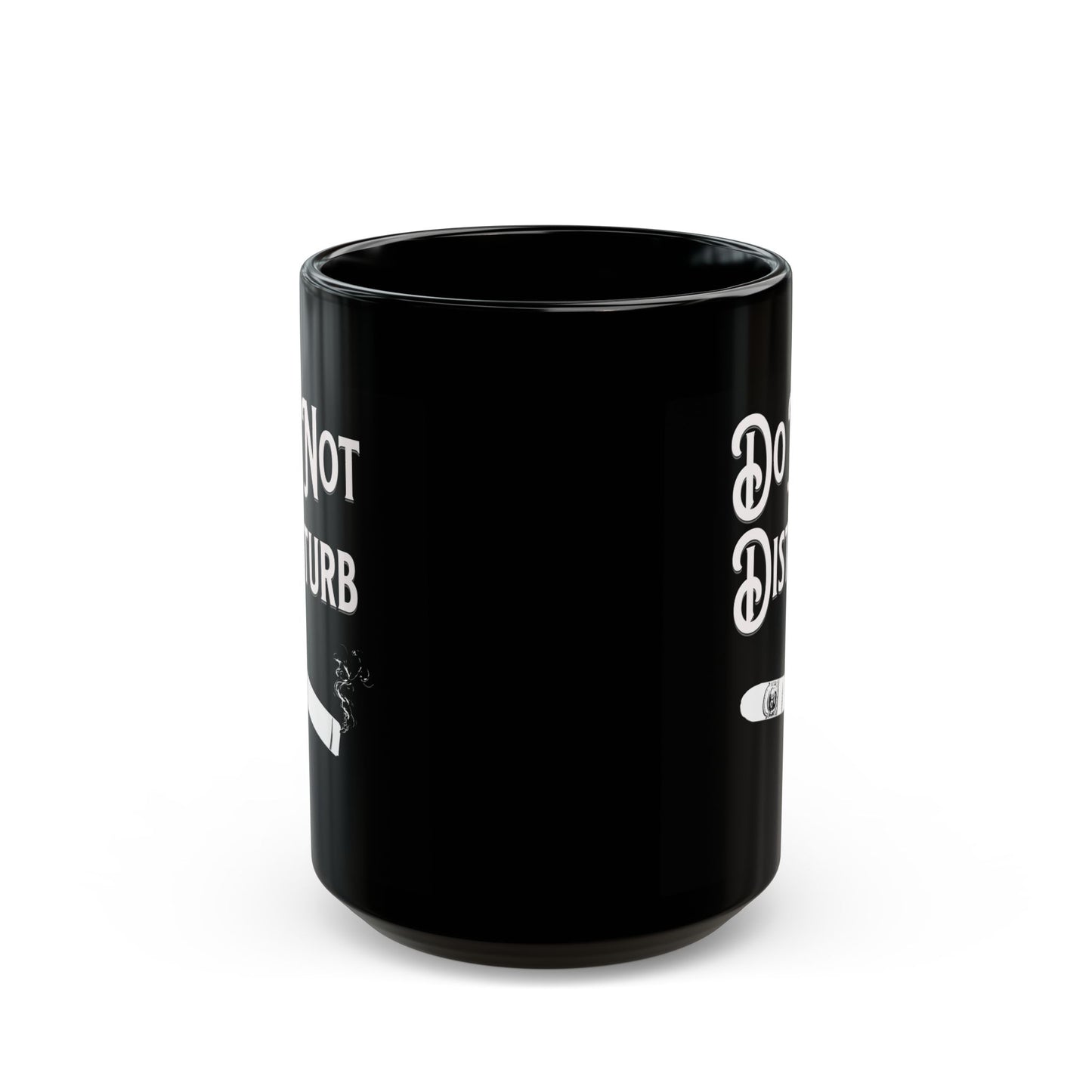 Mug, Stylish black ceramic coffee mug for cigar smokers with "Do Not Disturb" design, 11oz, 15oz - Gift for cigar lovers,