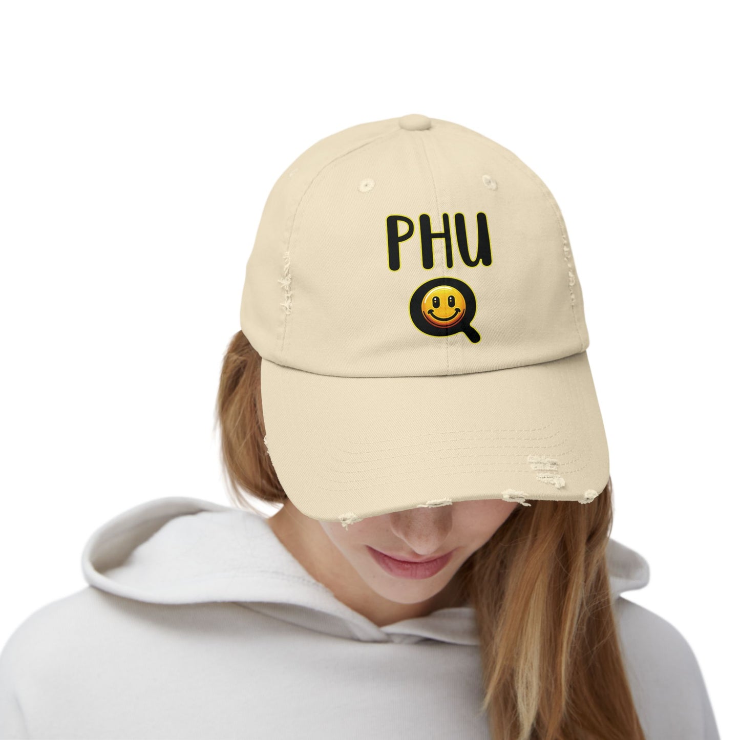 PHU Q Smiling Unisex Distressed Cap