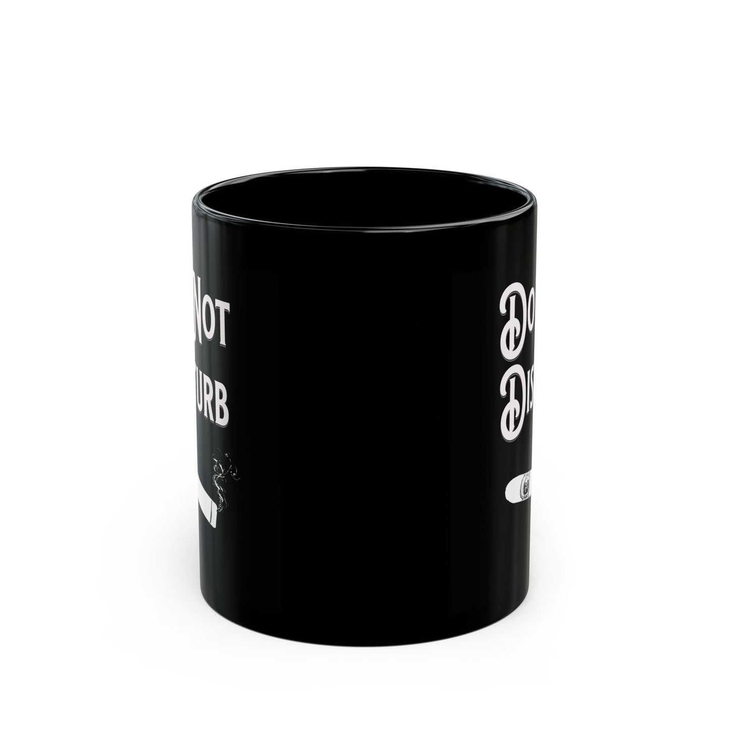 Mug, Stylish black ceramic coffee mug for cigar smokers with "Do Not Disturb" design, 11oz, 15oz - Gift for cigar lovers,
