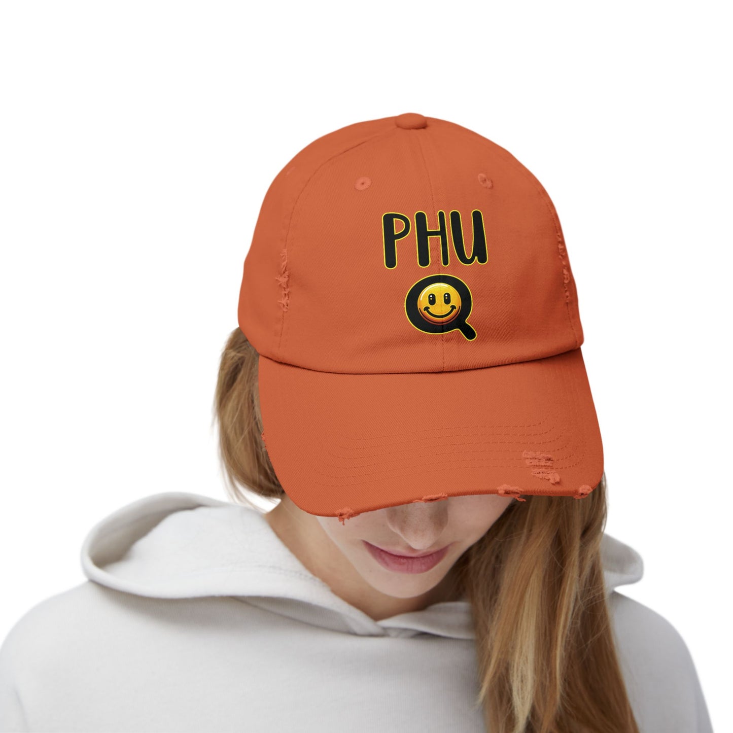 PHU Q Smiling Unisex Distressed Cap