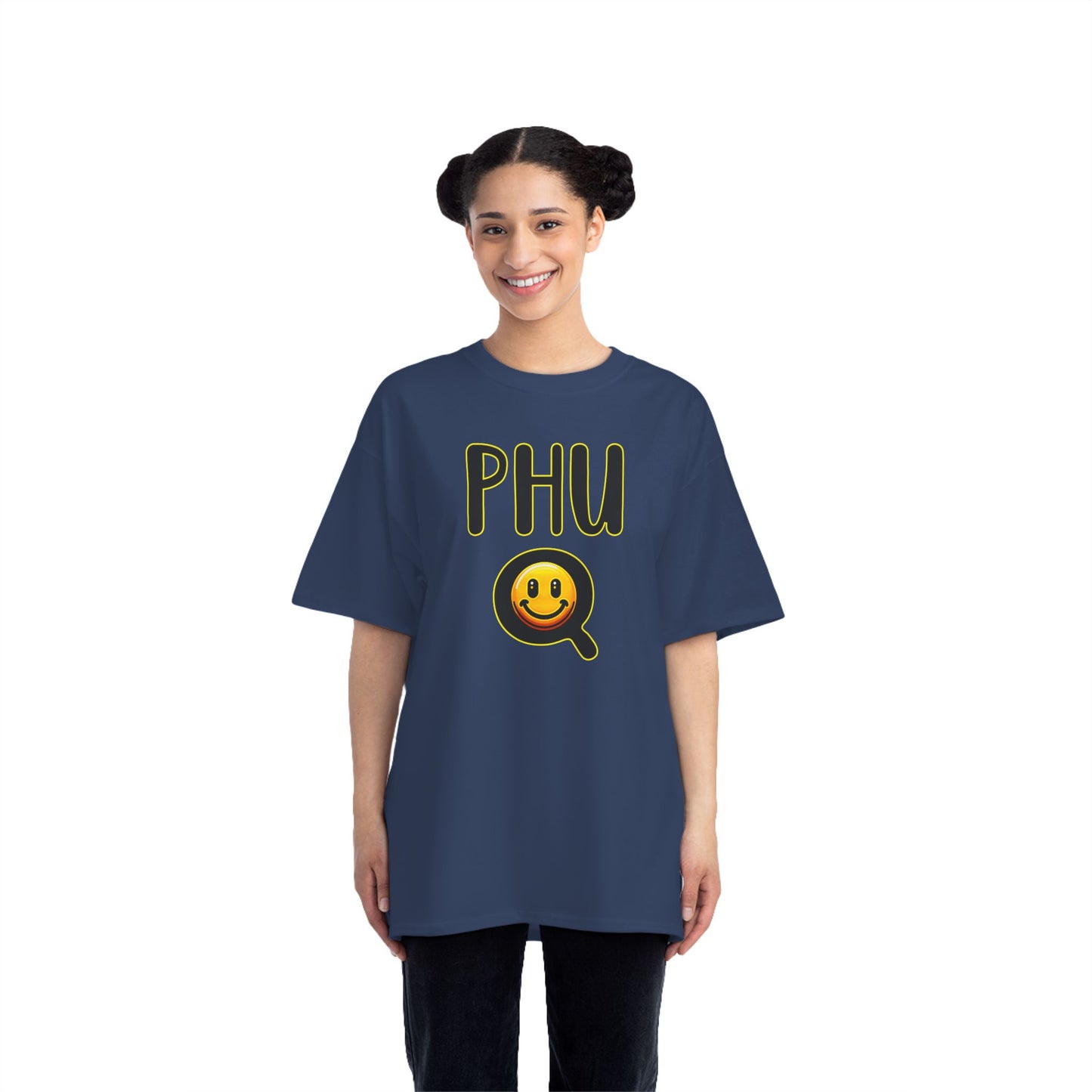 PHU Q Smiley Beefy-T® Short-Sleeve T-Shirt, Irreverent Funny Tee, Unique Graphic Shirt, Whimsical Top, Novelty Clothing