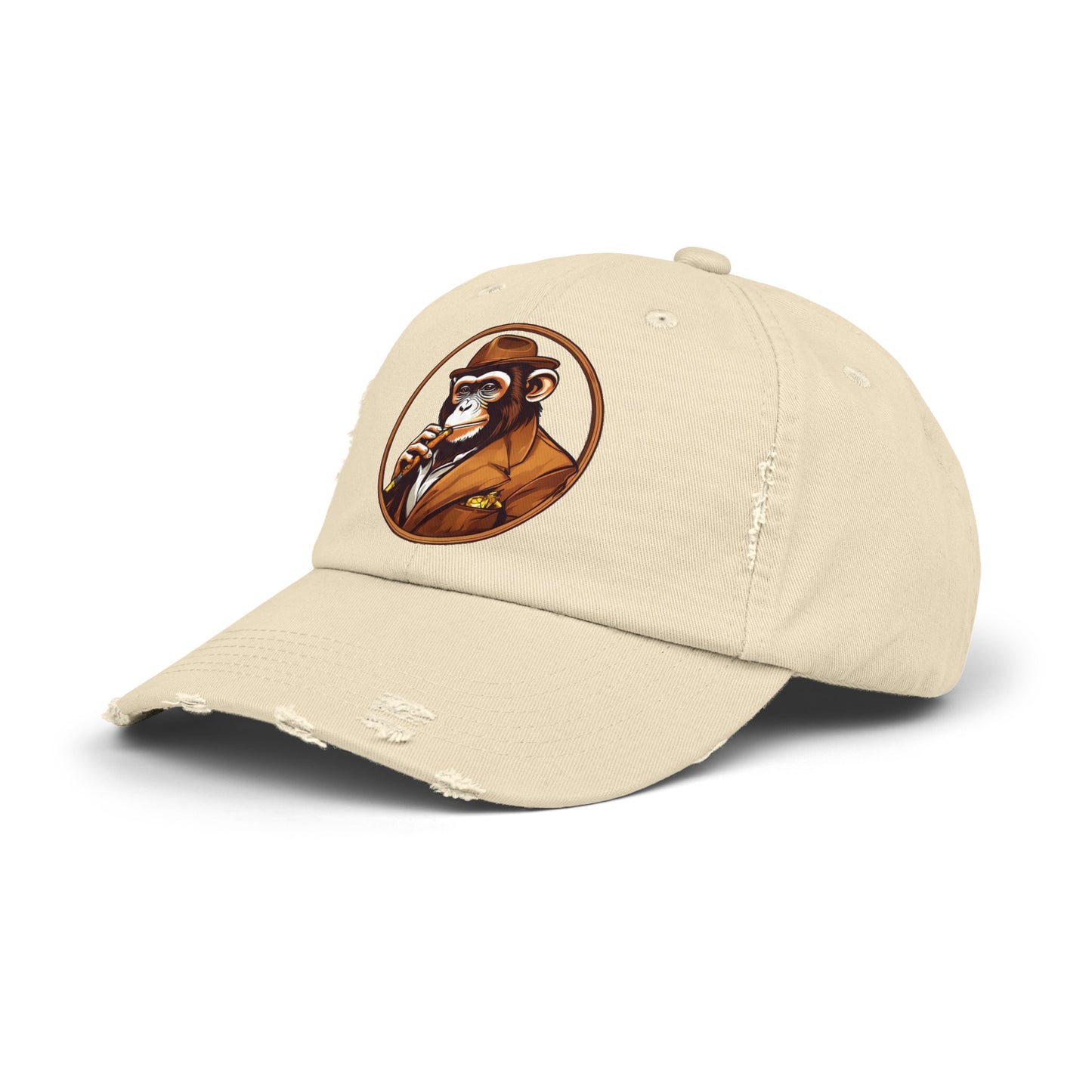 Cigar Monkey Unisex Distressed Cap