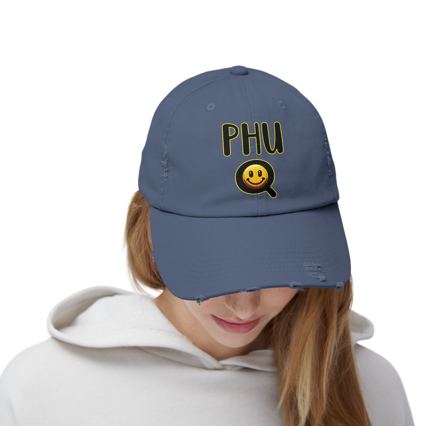 PHU Q Smiling Unisex Distressed Cap