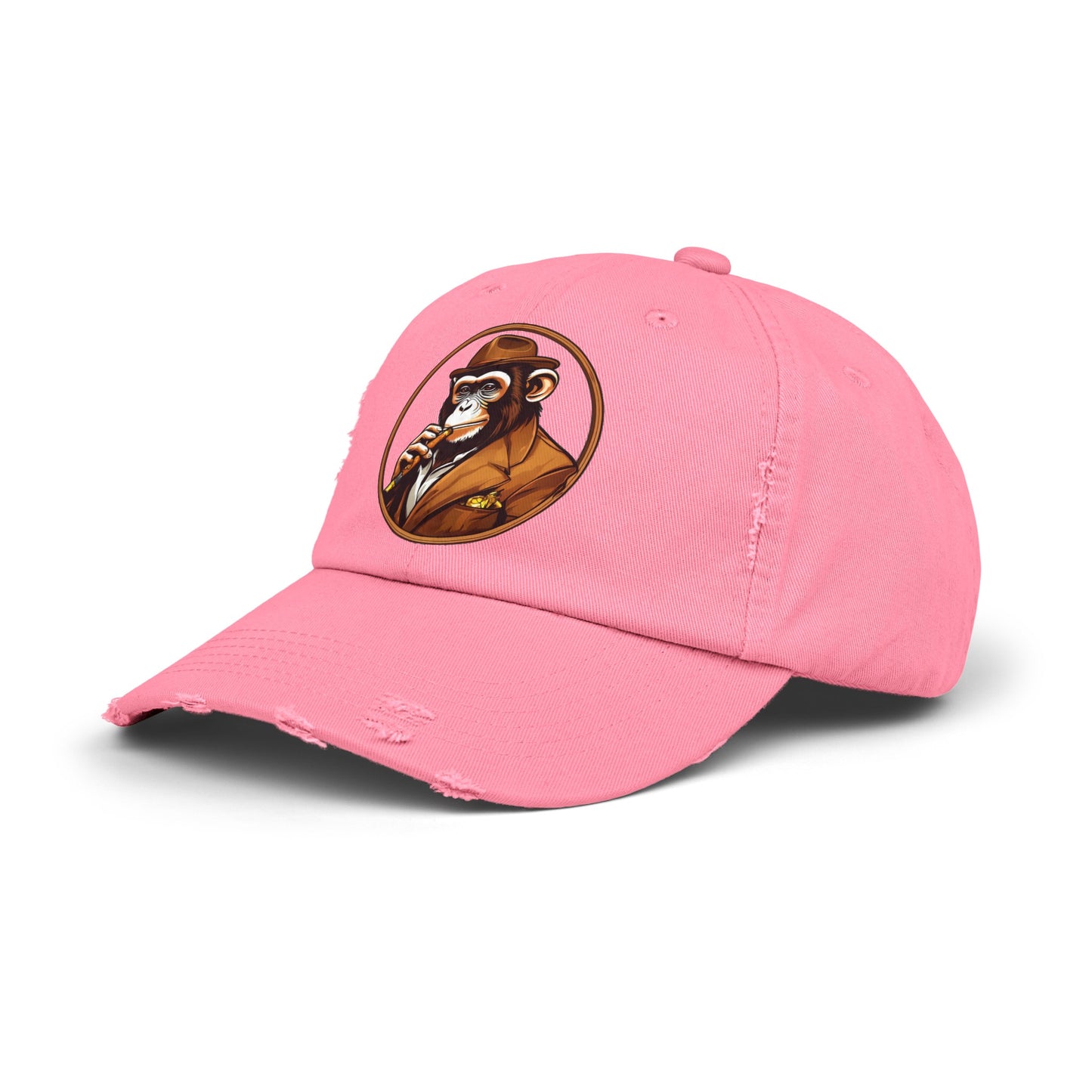 Cigar Monkey Unisex Distressed Cap