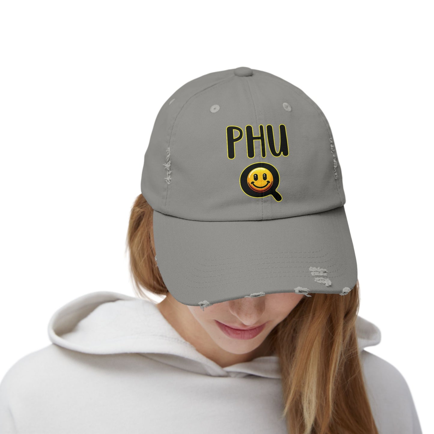 PHU Q Smiling Unisex Distressed Cap
