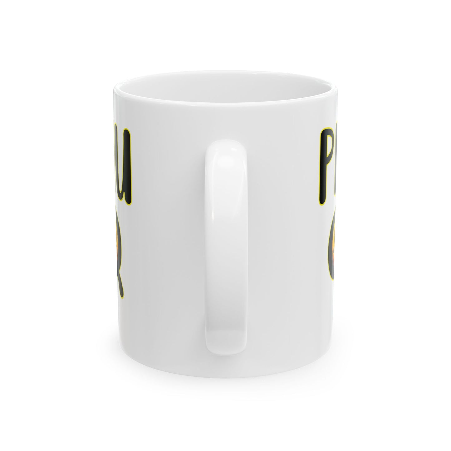 PHU Q Smiley Ceramic Mug, Funny Coffee Cup, Whimsical Drinkware, Gift for Coffee Lover, 11oz 15oz