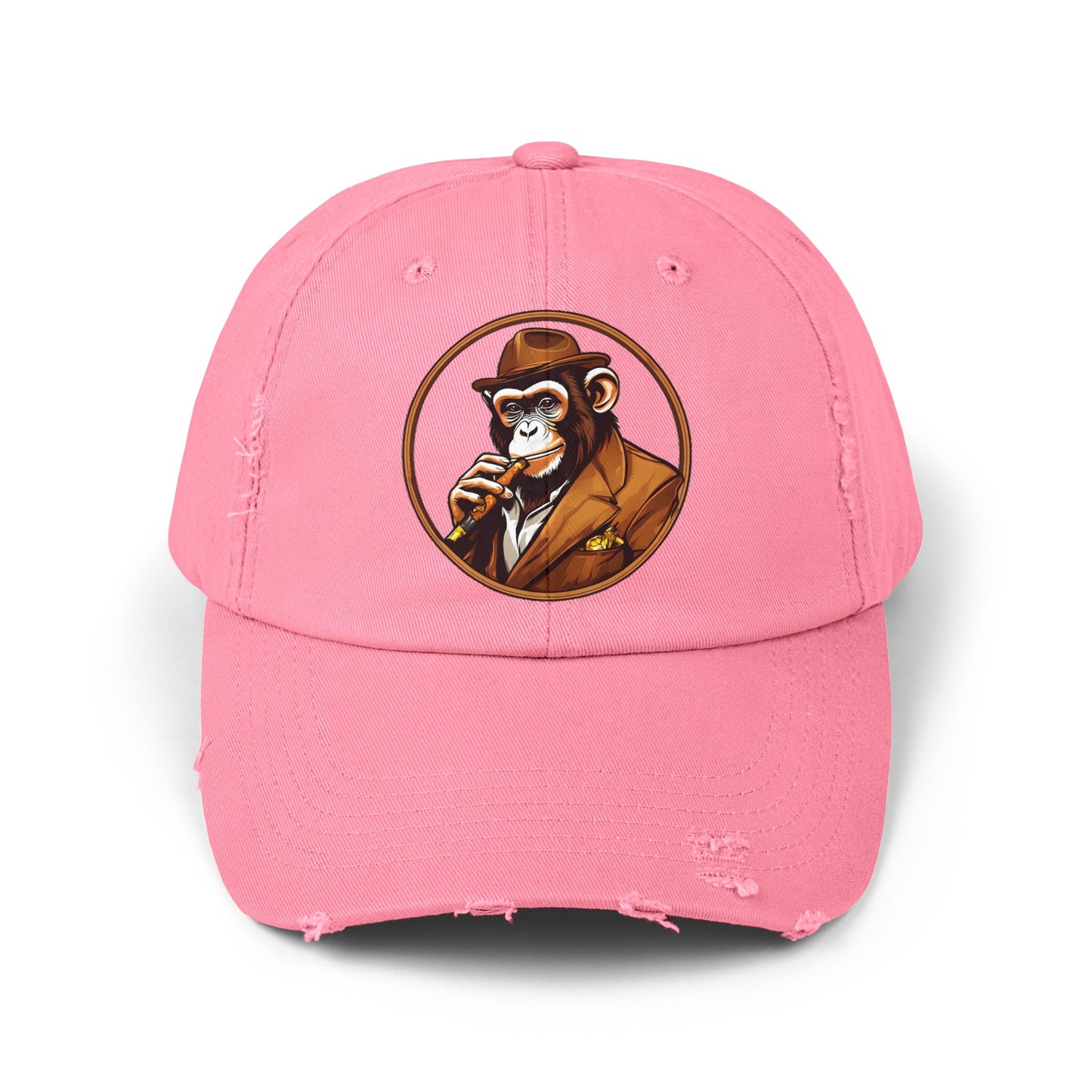 Cigar Monkey Unisex Distressed Cap
