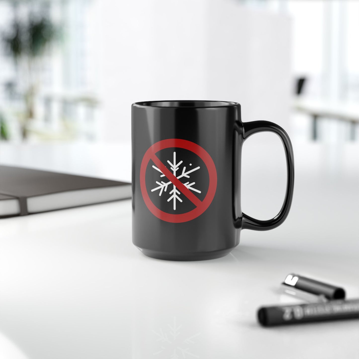 "Snowflake Intolerant" Black Ceramic Mug – 11oz & 15oz