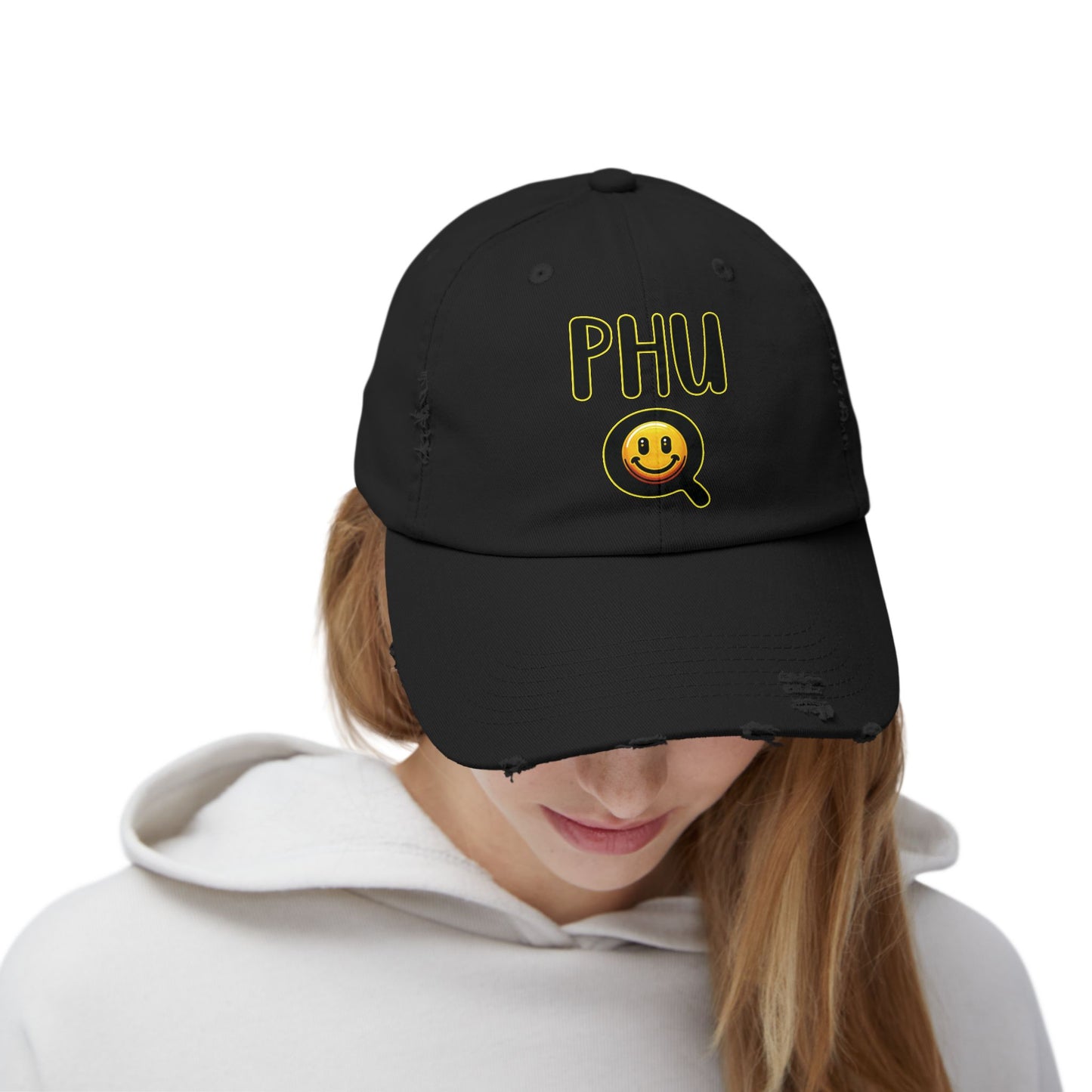 PHU Q Smiling Unisex Distressed Cap