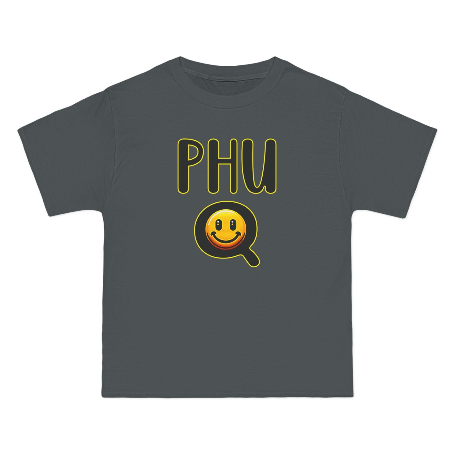 PHU Q Smiley Beefy-T® Short-Sleeve T-Shirt, Irreverent Funny Tee, Unique Graphic Shirt, Whimsical Top, Novelty Clothing