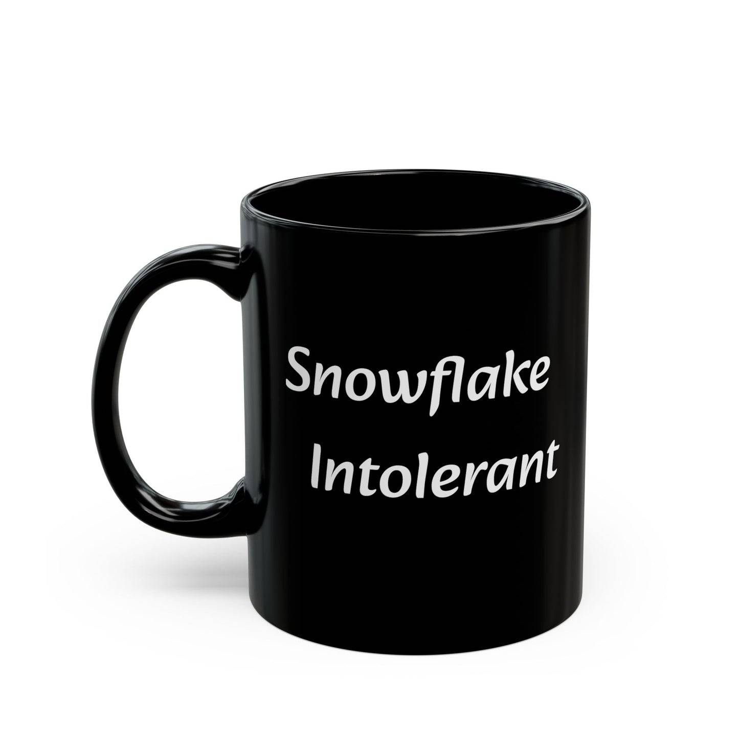"Snowflake Intolerant" Black Ceramic Mug – 11oz & 15oz