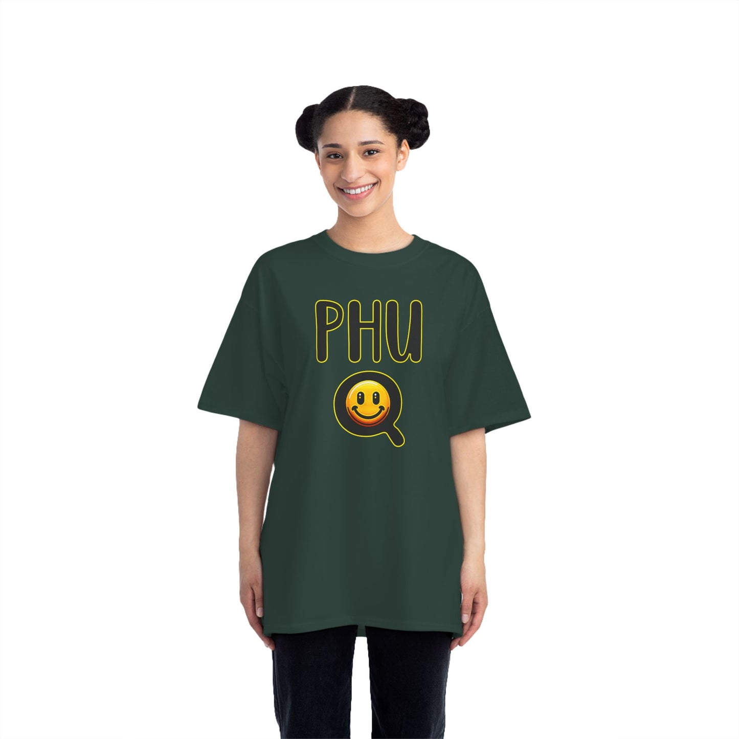 PHU Q Smiley Beefy-T® Short-Sleeve T-Shirt, Irreverent Funny Tee, Unique Graphic Shirt, Whimsical Top, Novelty Clothing