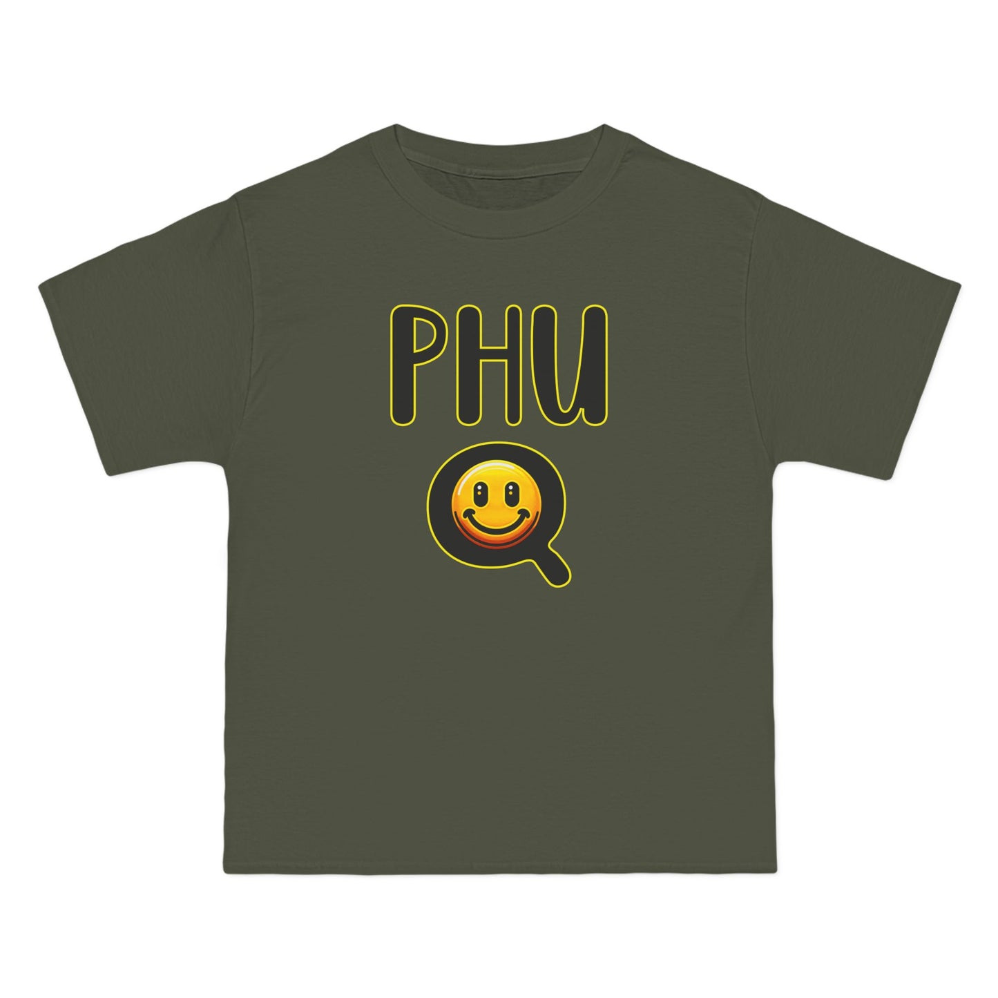 PHU Q Smiley Beefy-T® Short-Sleeve T-Shirt, Irreverent Funny Tee, Unique Graphic Shirt, Whimsical Top, Novelty Clothing