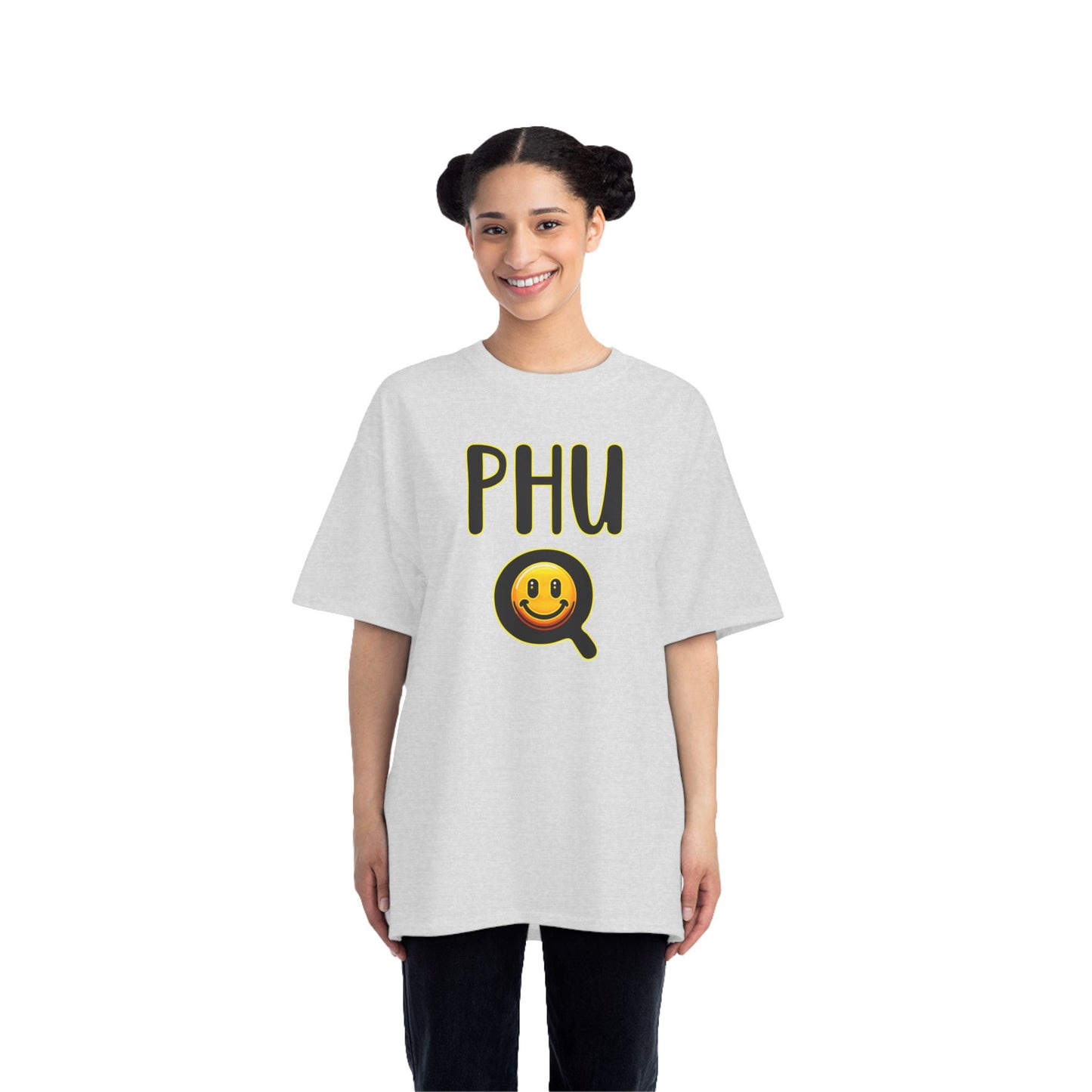 PHU Q Smiley Beefy-T® Short-Sleeve T-Shirt, Irreverent Funny Tee, Unique Graphic Shirt, Whimsical Top, Novelty Clothing