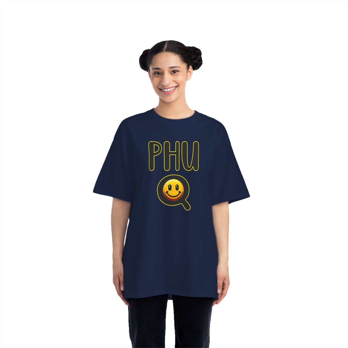 PHU Q Smiley Beefy-T® Short-Sleeve T-Shirt, Irreverent Funny Tee, Unique Graphic Shirt, Whimsical Top, Novelty Clothing