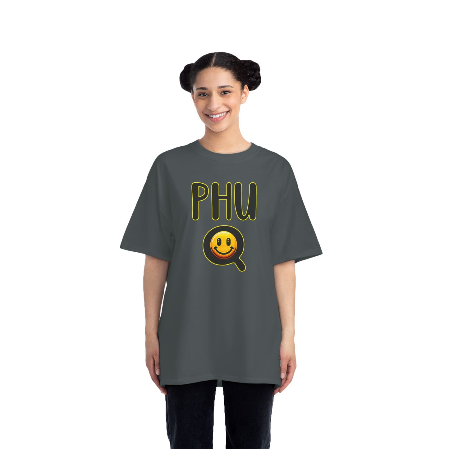 PHU Q Smiley Beefy-T® Short-Sleeve T-Shirt, Irreverent Funny Tee, Unique Graphic Shirt, Whimsical Top, Novelty Clothing