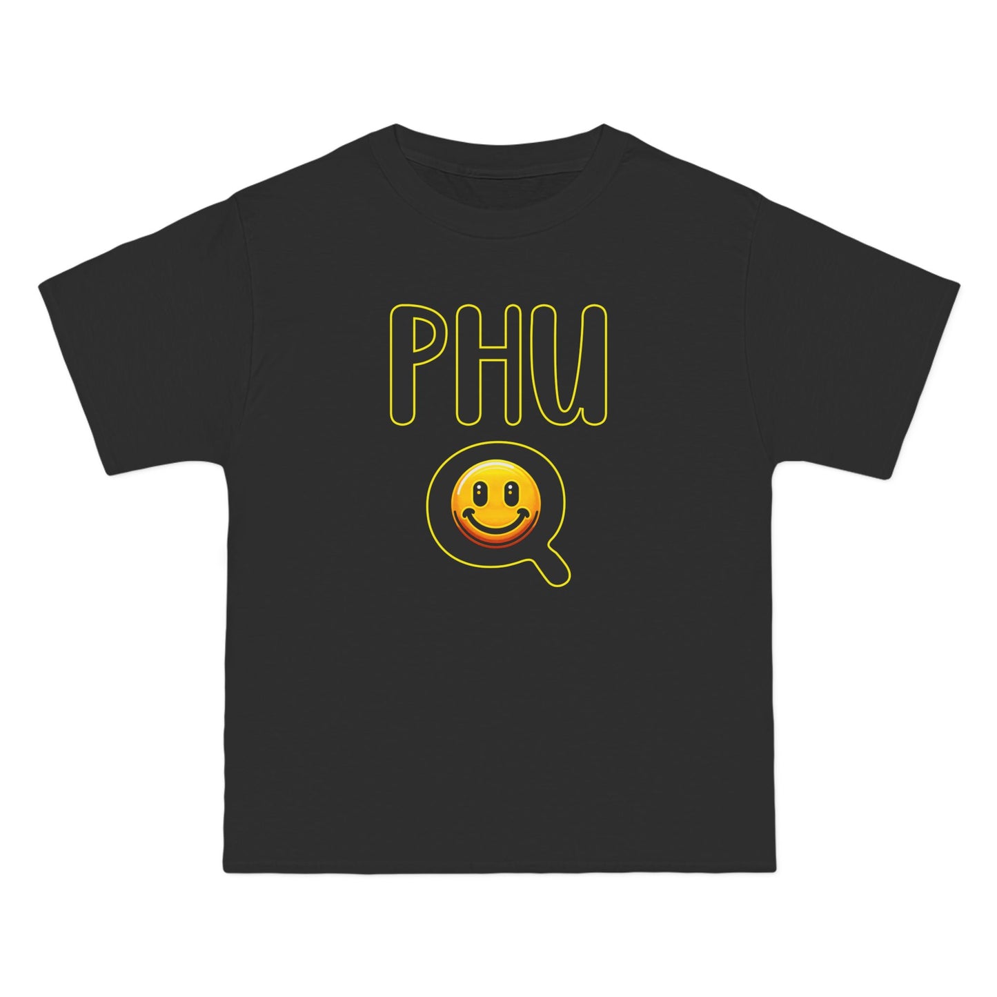 PHU Q Smiley Beefy-T® Short-Sleeve T-Shirt, Irreverent Funny Tee, Unique Graphic Shirt, Whimsical Top, Novelty Clothing