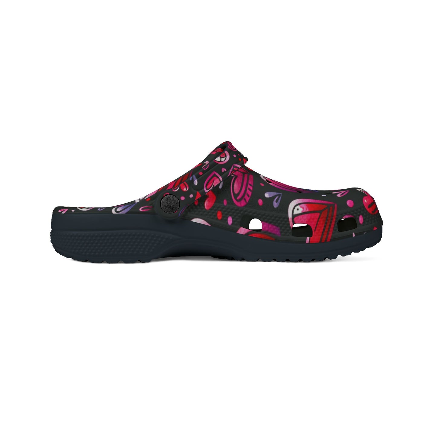 Slip-On Shoes, Pink Heart Pattern on Black Background - Cute Kicks, Heart Design Footwear, Stylish Sneakers, Casual Shoes, Comfy Flats