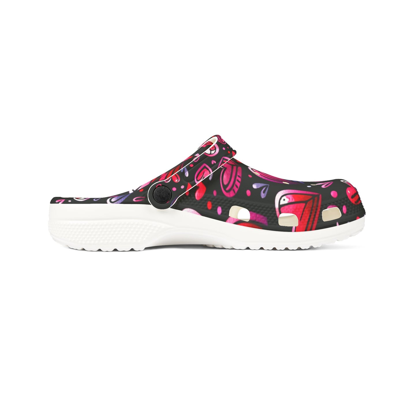 Slip-On Shoes, Pink Heart Pattern on Black Background - Cute Kicks, Heart Design Footwear, Stylish Sneakers, Casual Shoes, Comfy Flats